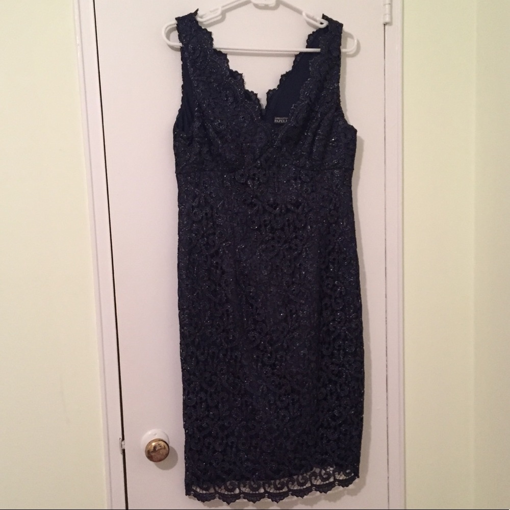 Adrianna Papelle Navy Lace Dress!